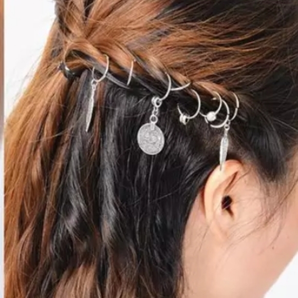 Nikkiwallflower Accessories - Silver Charm Hair Rings